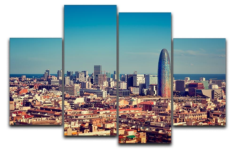 Barcelona skyline with skyscrapers 4 Split Panel Canvas  - Canvas Art Rocks - 1