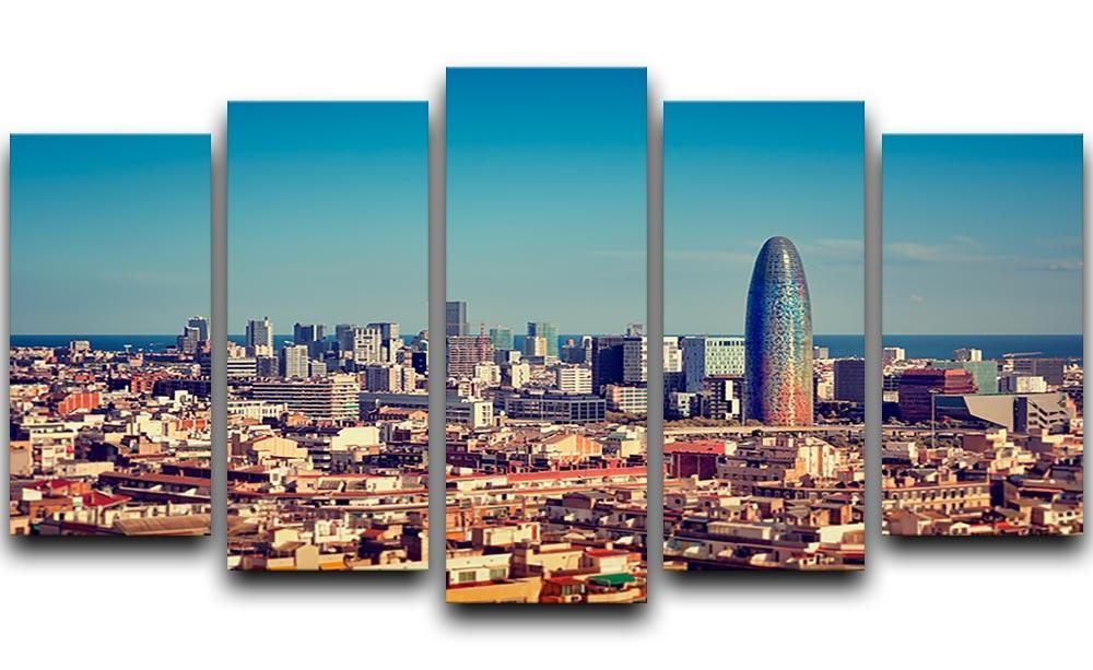 Barcelona skyline with skyscrapers 5 Split Panel Canvas  - Canvas Art Rocks - 1