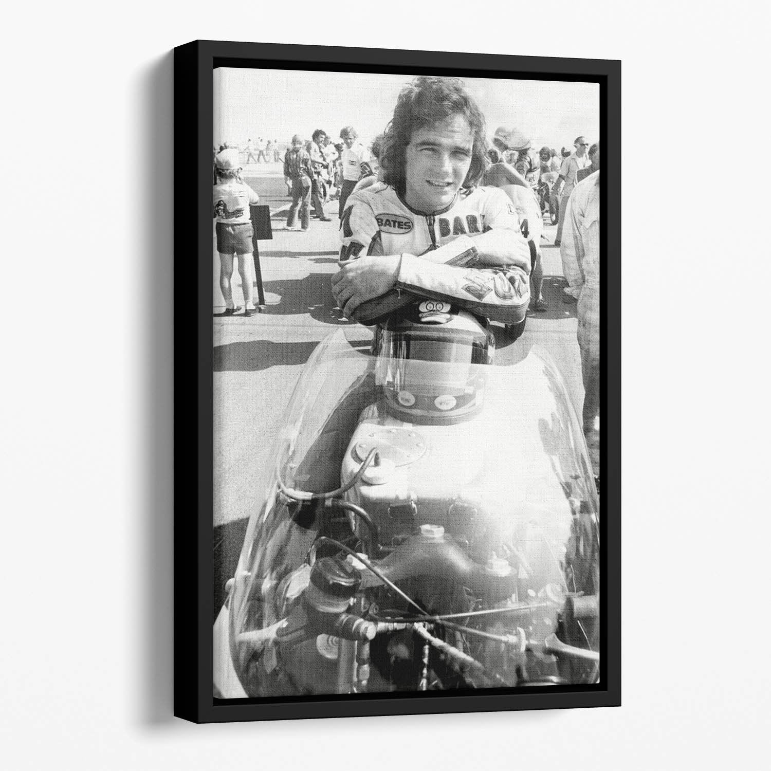 Barry Sheene motorcycle racing champion Floating Framed Canvas