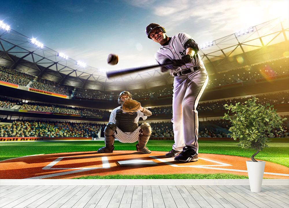 Baseball players Wall Mural Wallpaper - Canvas Art Rocks - 4