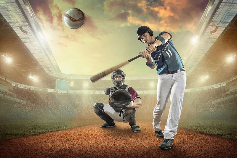 Baseball Player in Green Wall Mural Wallpaper