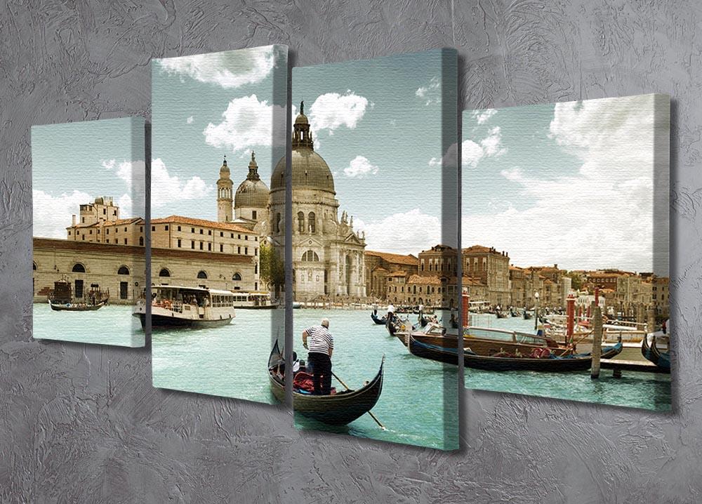 Basilica Santa Maria della Salute sunny day 4 Split Panel Canvas  - Canvas Art Rocks - 2