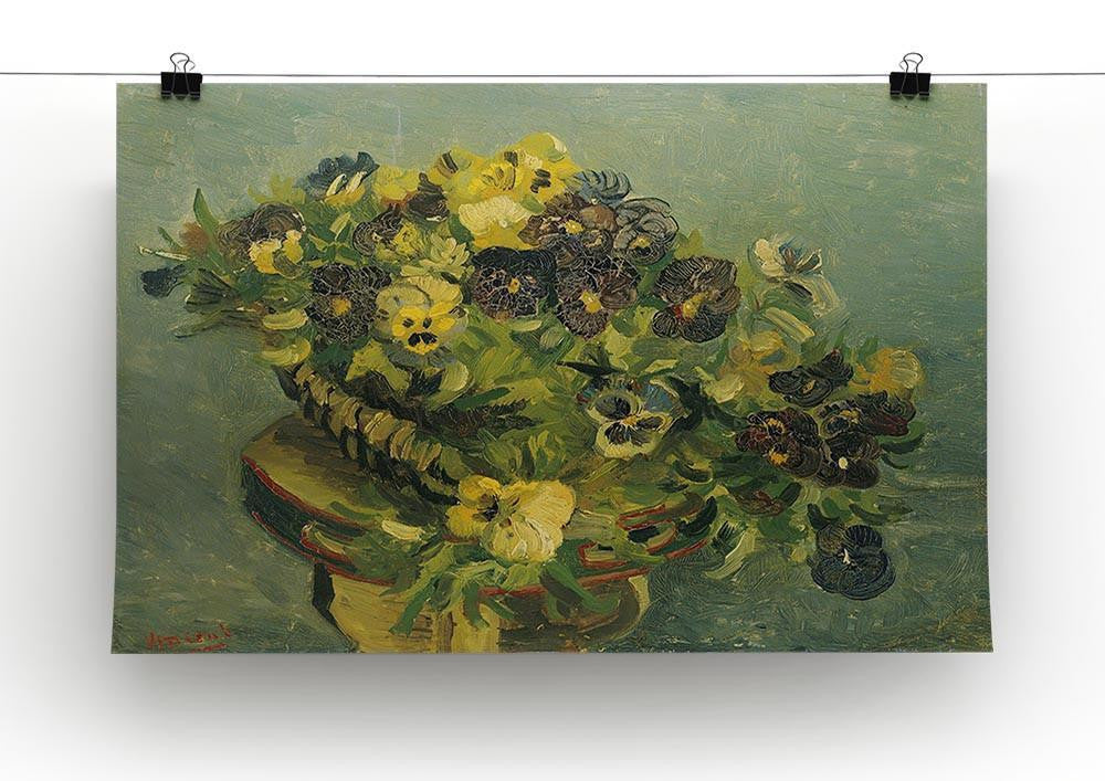 Basket of pansies on a small table by Van Gogh Canvas Print & Poster - Canvas Art Rocks - 2