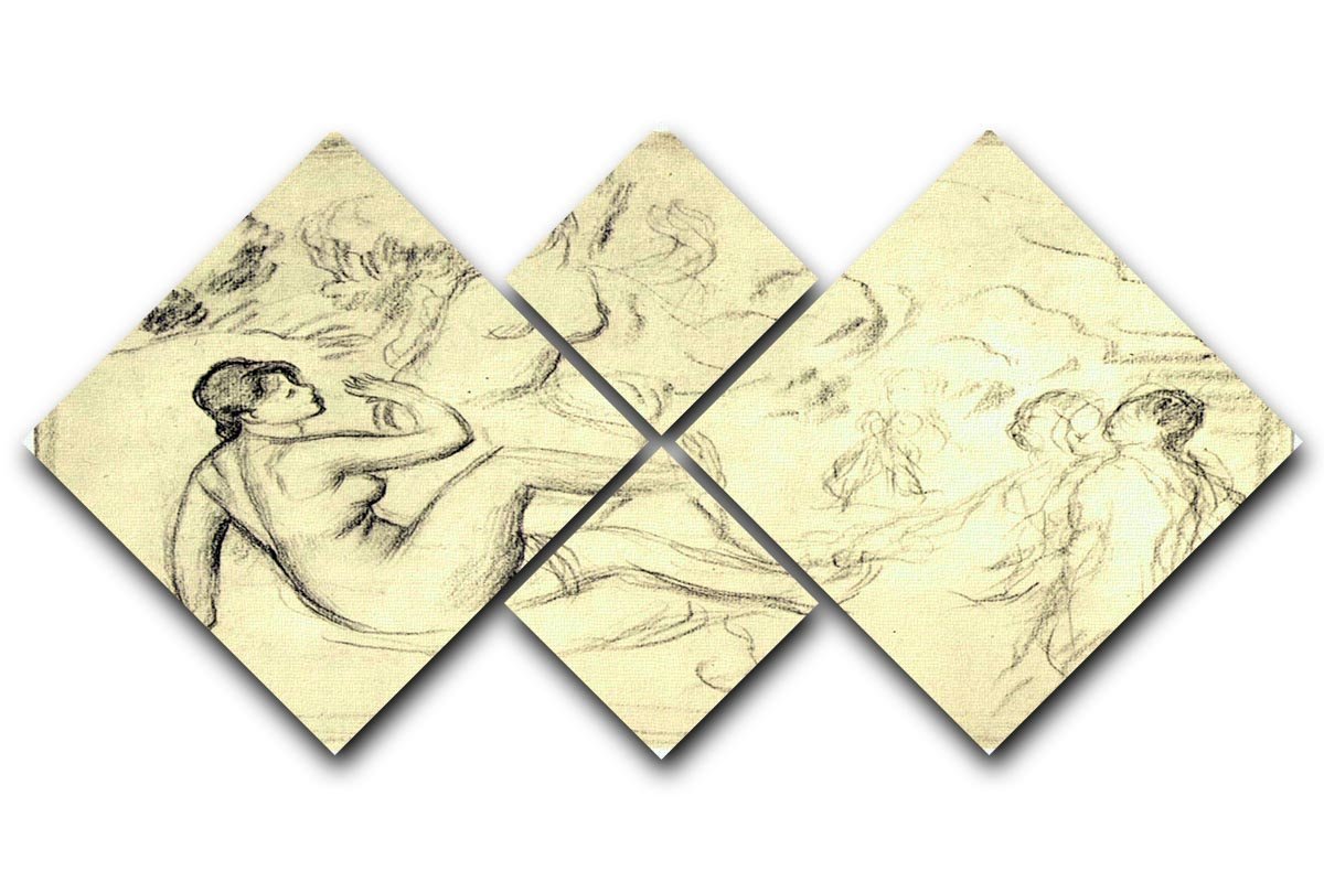 Bather 2 by Renoir 4 Square Multi Panel Canvas  - Canvas Art Rocks - 1