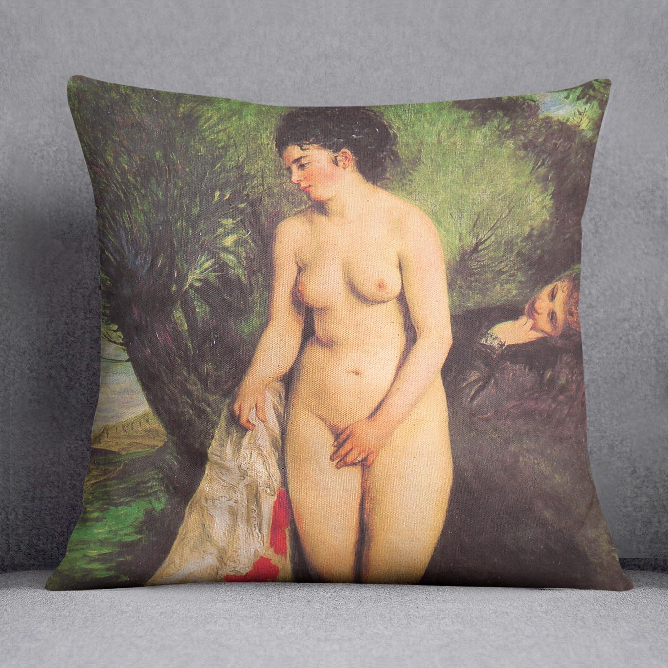 Bather with a Terrier by Renoir Throw Pillow