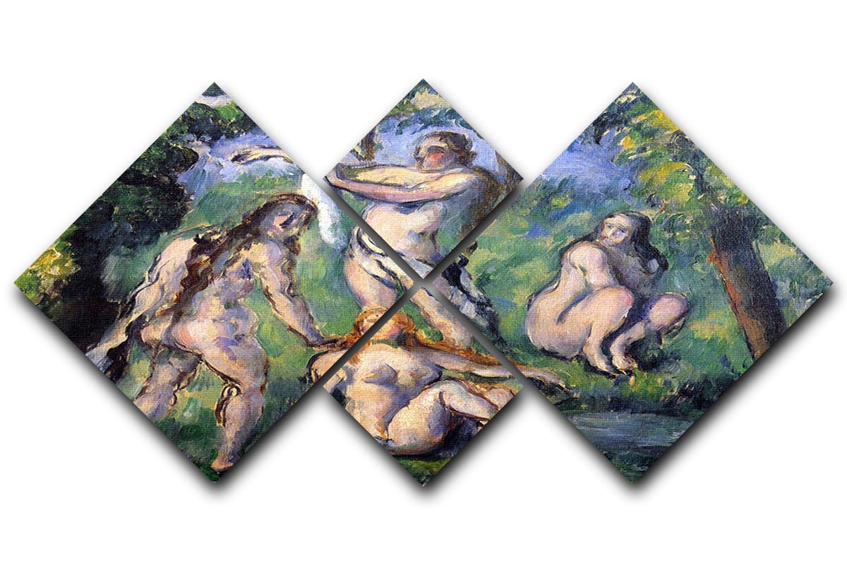 Bathers 2 by Cezanne 4 Square Multi Panel Canvas - Canvas Art Rocks - 1