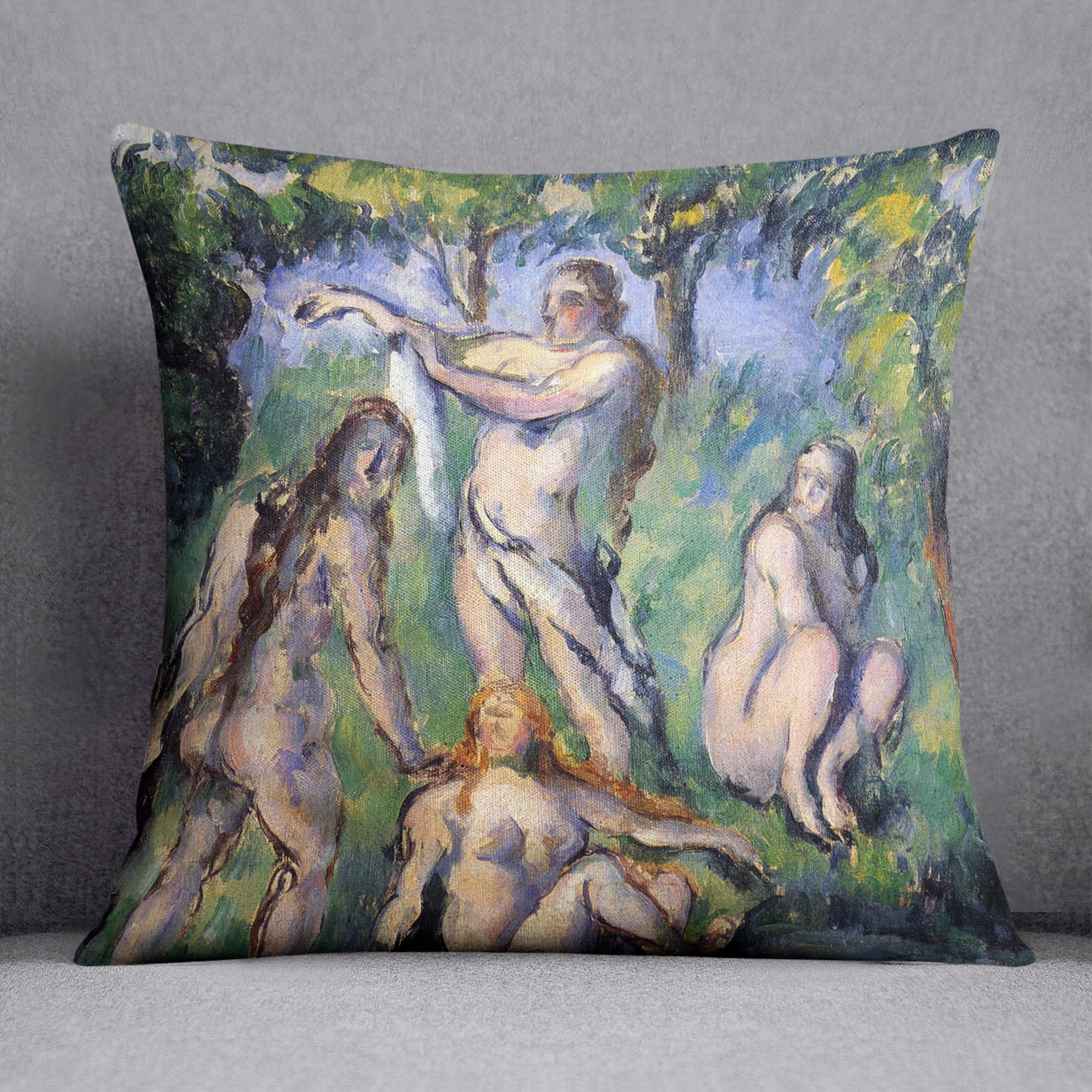 Bathers 2 by Cezanne Cushion - Canvas Art Rocks - 1