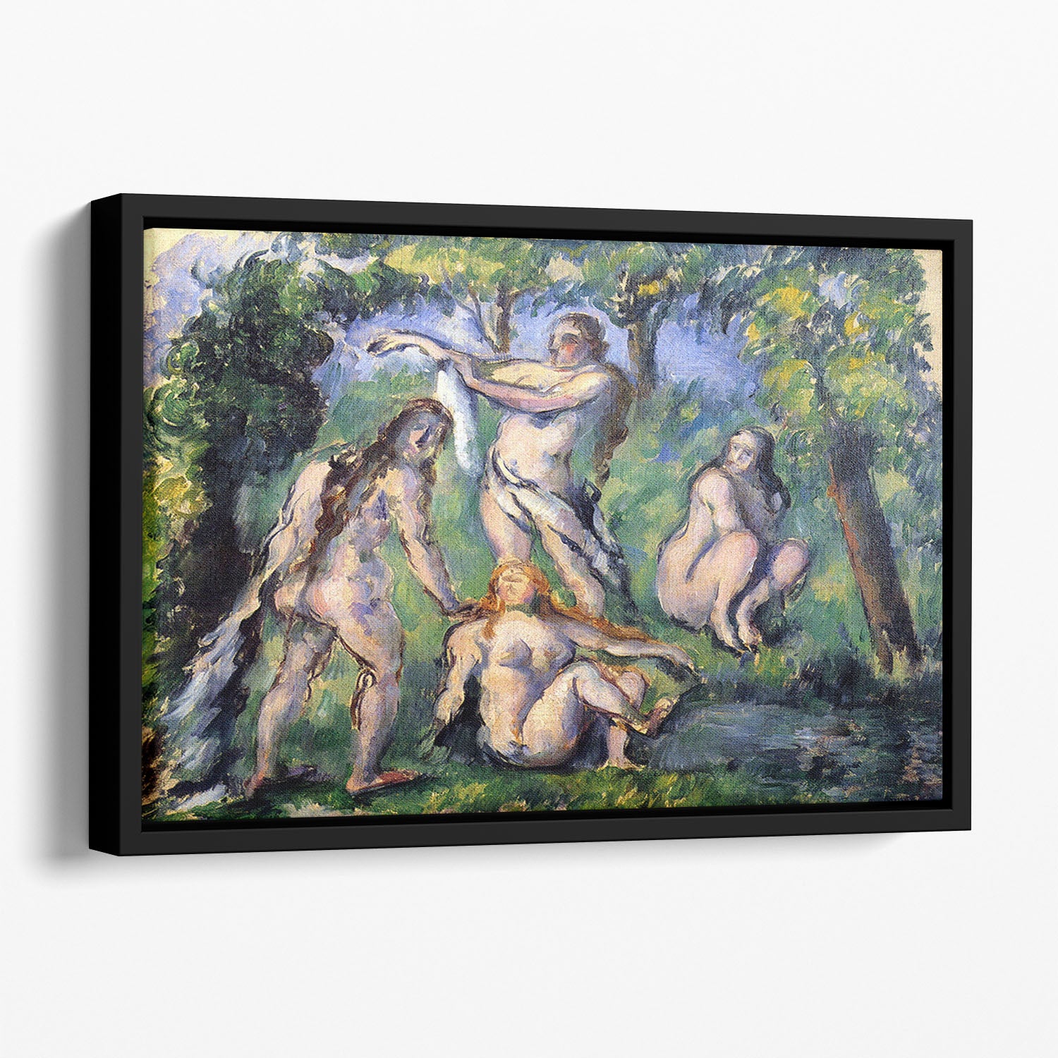 Bathers 2 by Cezanne Floating Framed Canvas - Canvas Art Rocks - 1