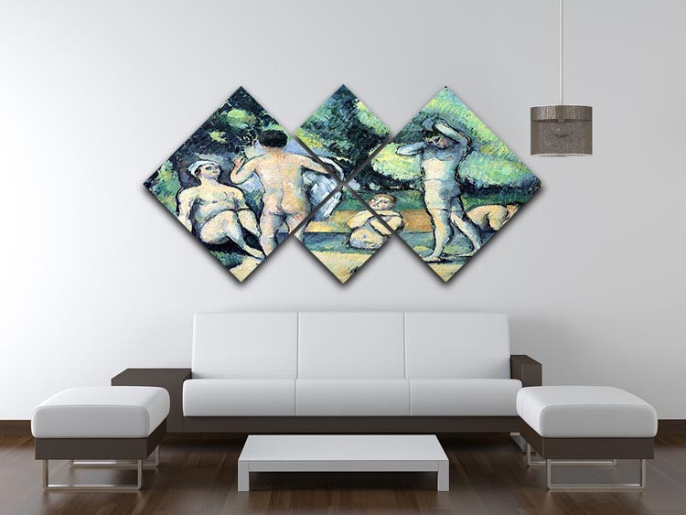 Bathers 3 by Cezanne 4 Square Multi Panel Canvas - Canvas Art Rocks - 3