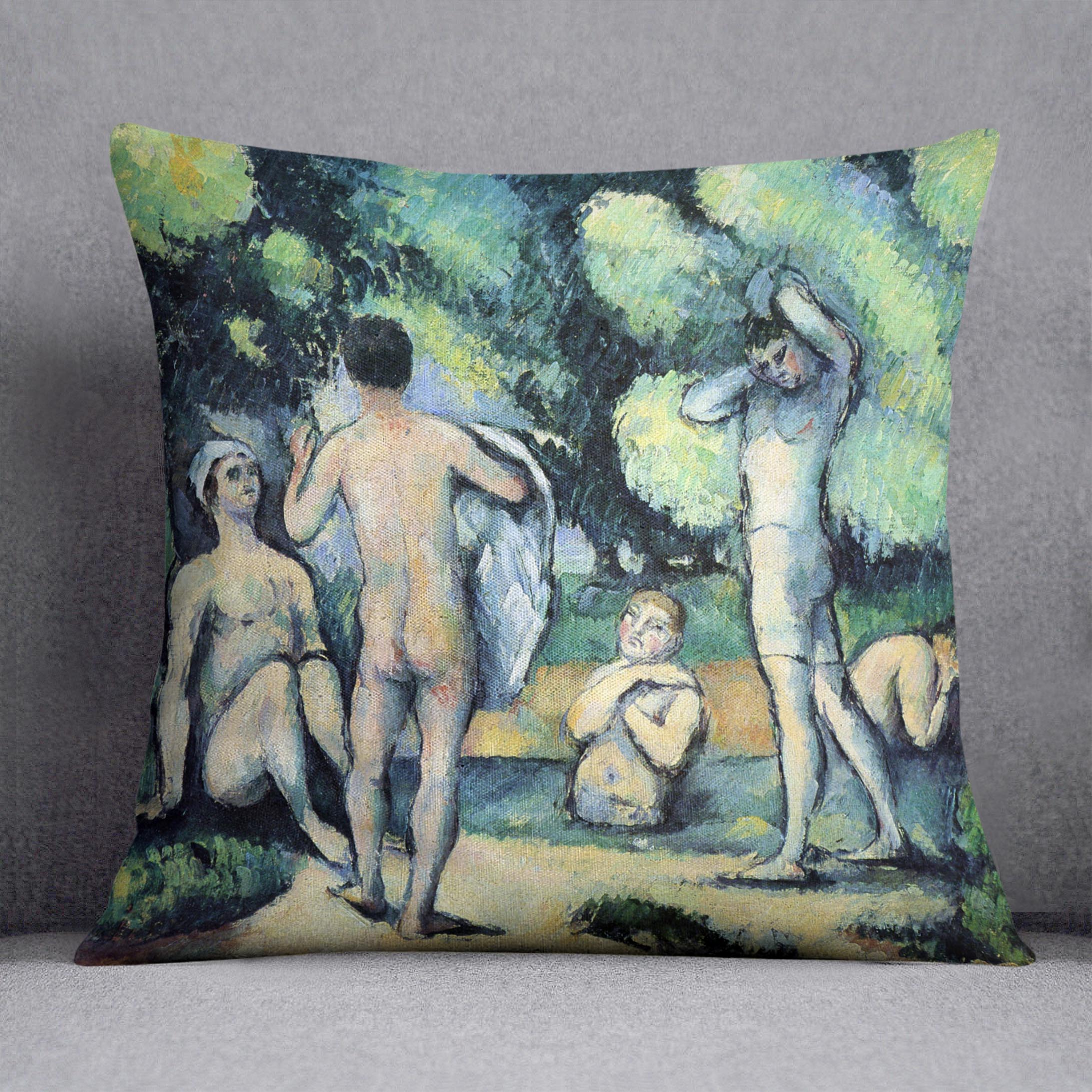 Bathers 3 by Cezanne Cushion - Canvas Art Rocks - 1