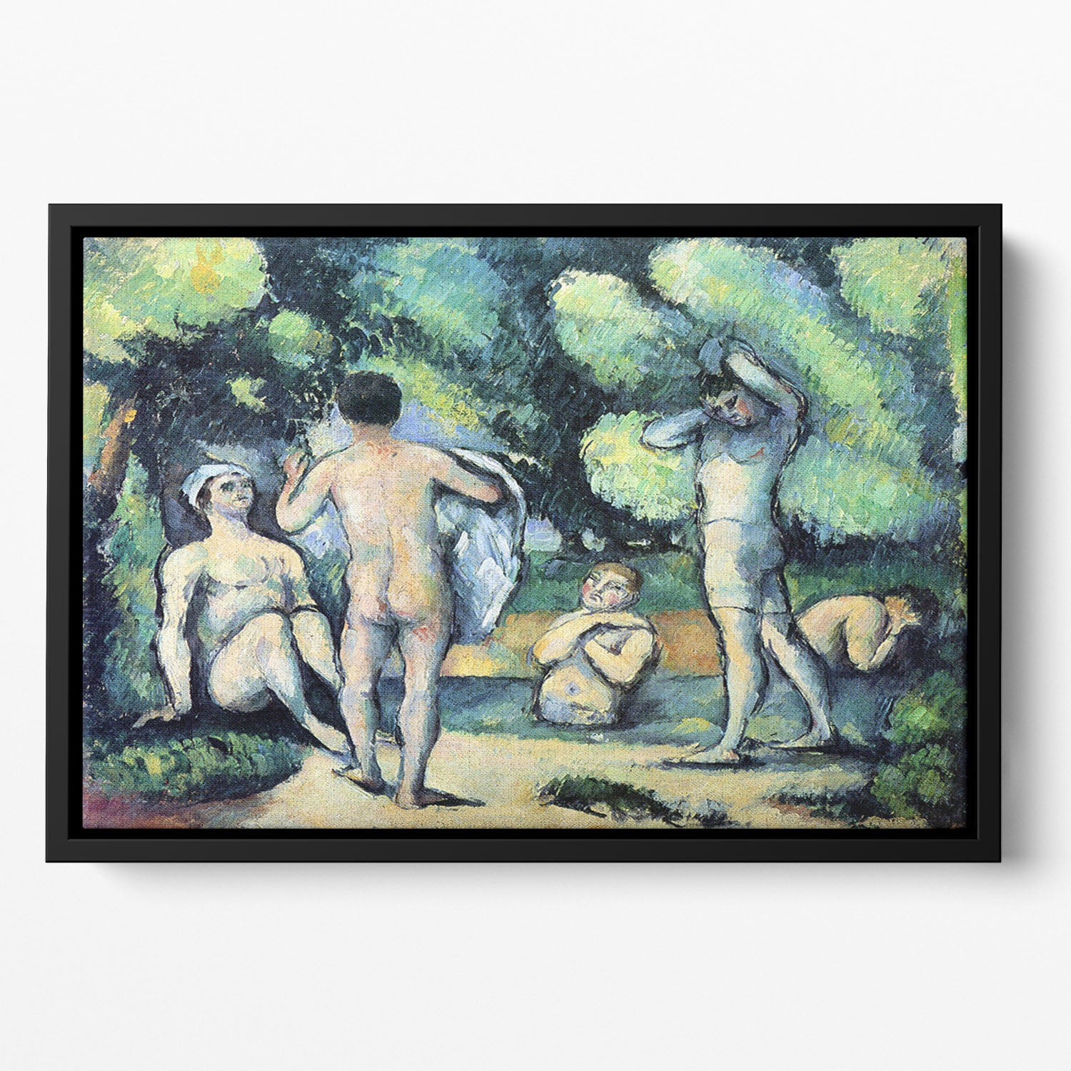 Bathers 3 by Cezanne Floating Framed Canvas - Canvas Art Rocks - 2