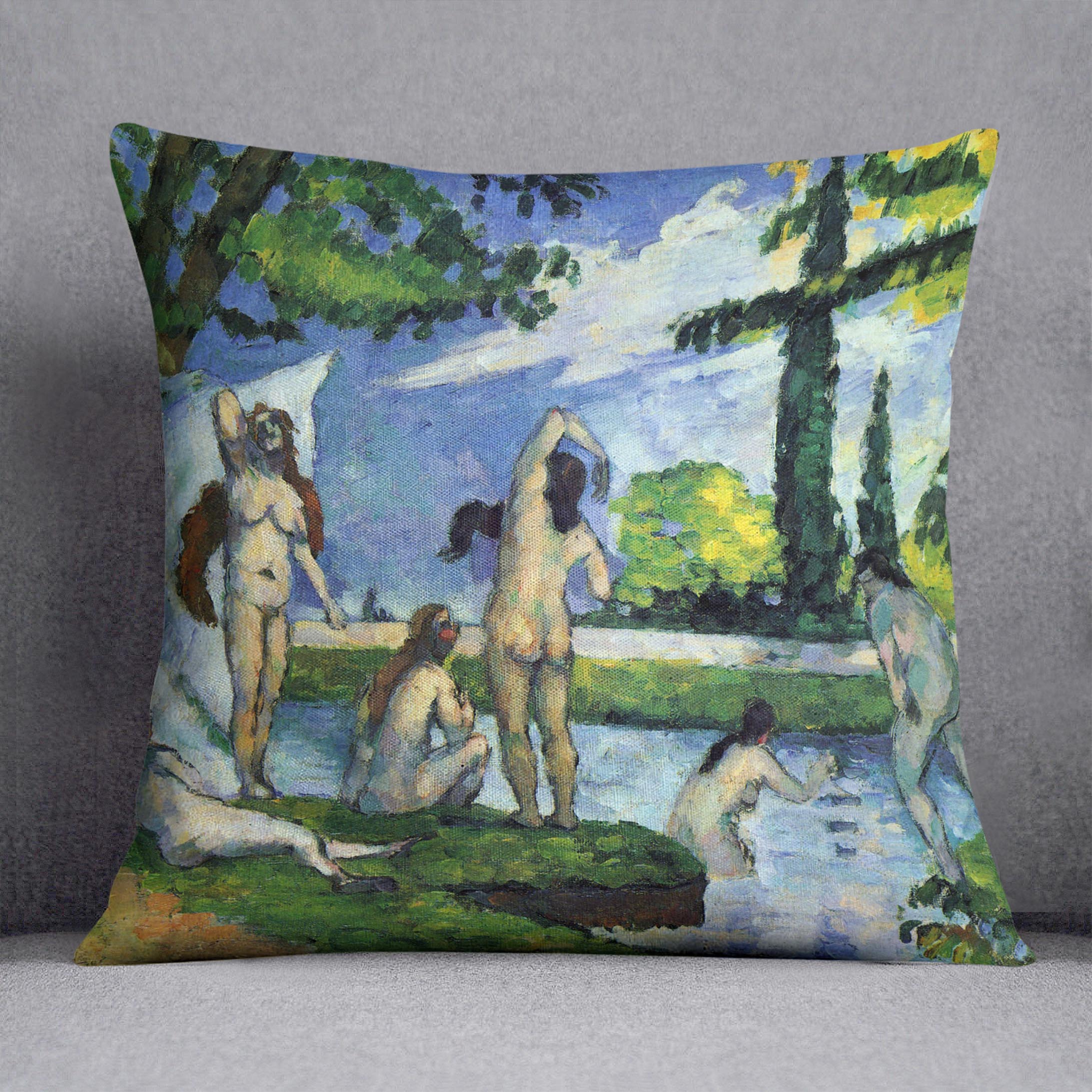 Bathers 4 by Cezanne Cushion - Canvas Art Rocks - 1