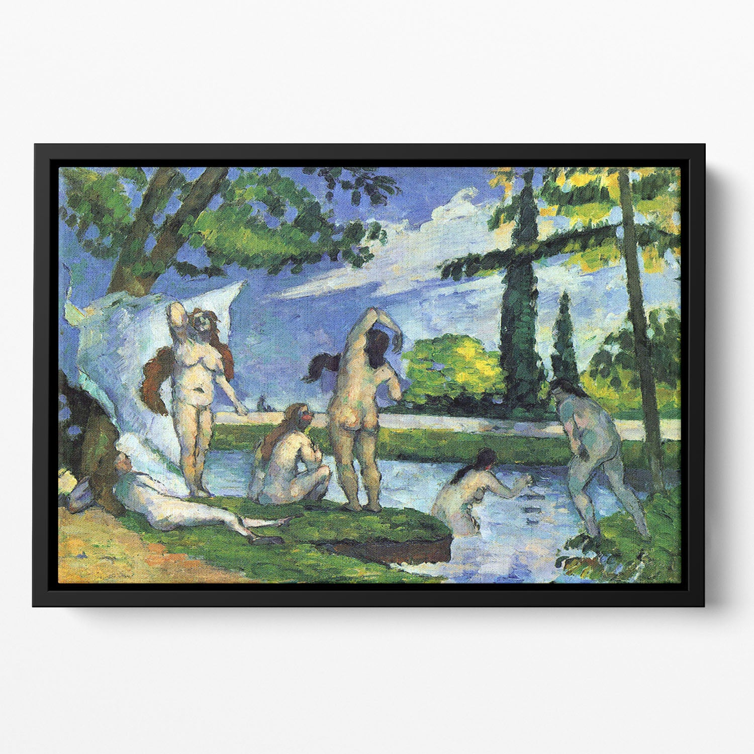 Bathers 4 by Cezanne Floating Framed Canvas - Canvas Art Rocks - 2