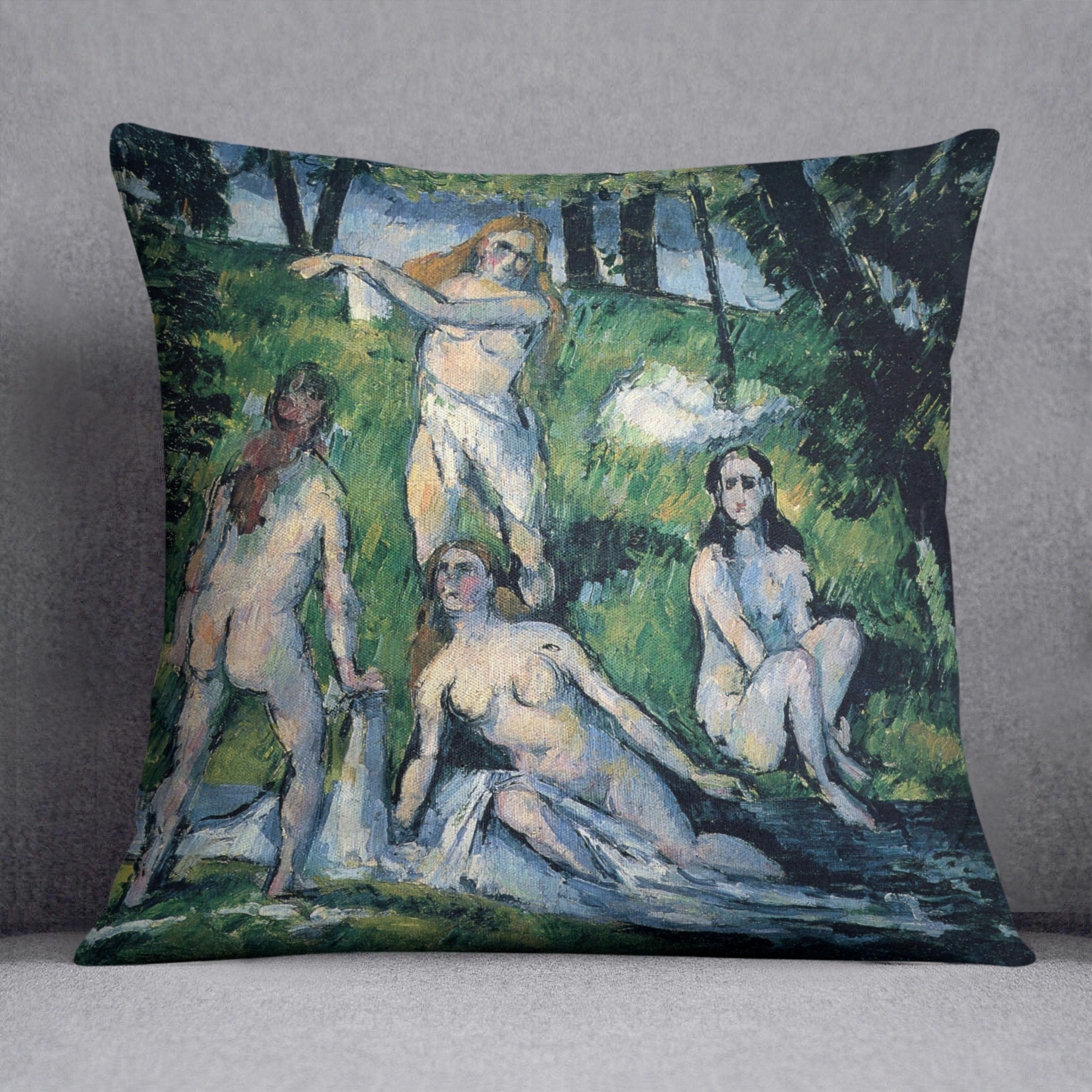 Bathers by Cezanne Cushion - Canvas Art Rocks - 1