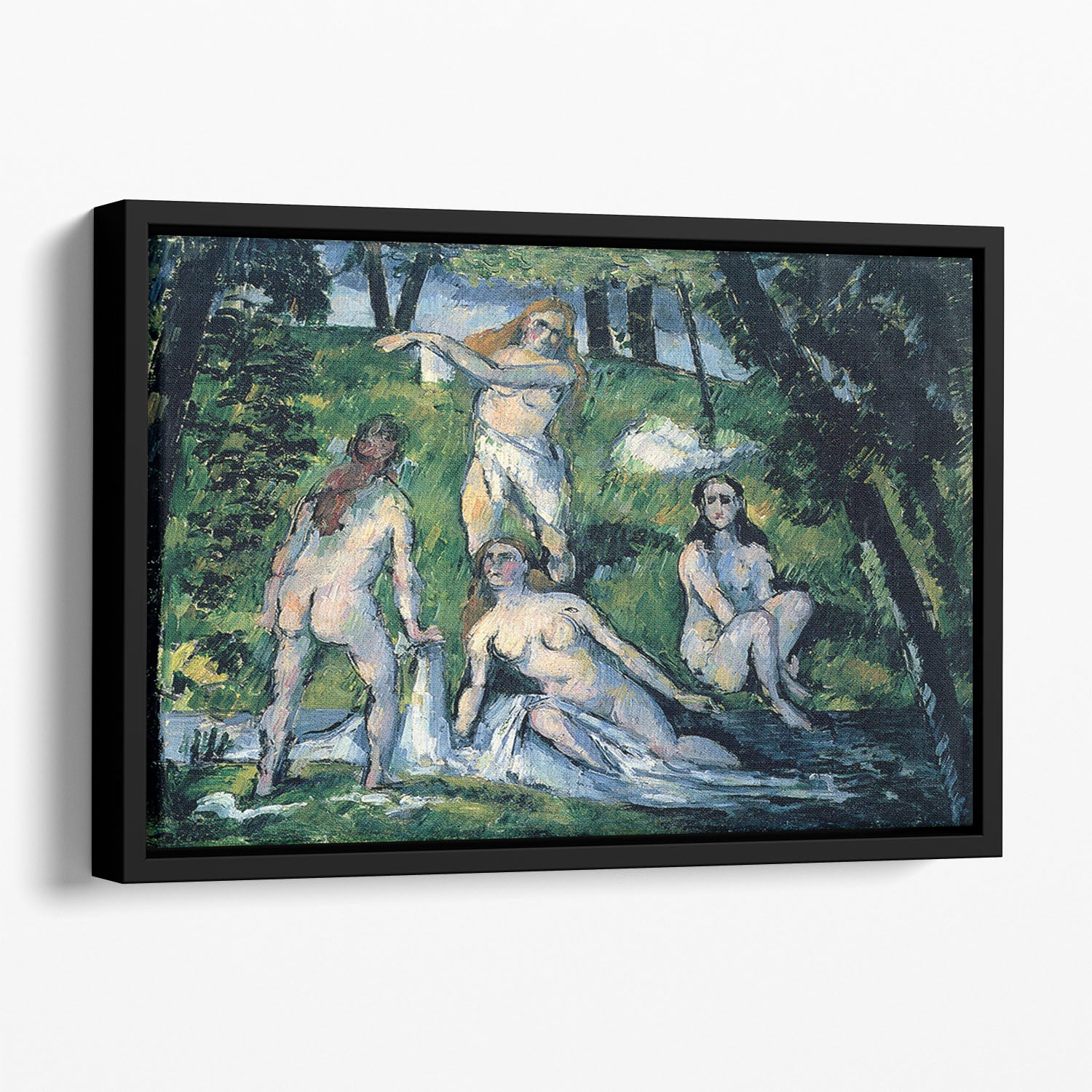Bathers by Cezanne Floating Framed Canvas - Canvas Art Rocks - 1