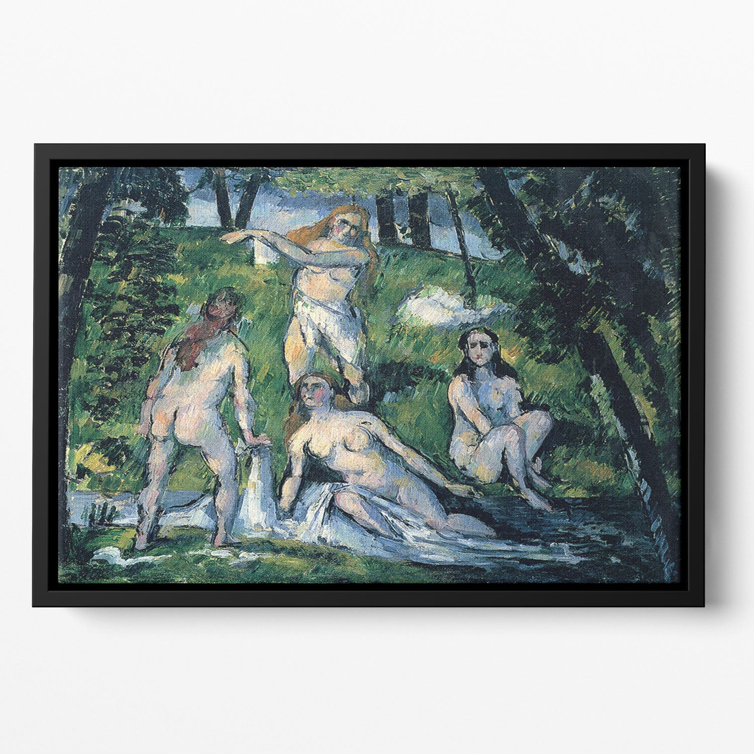 Bathers by Cezanne Floating Framed Canvas - Canvas Art Rocks - 2