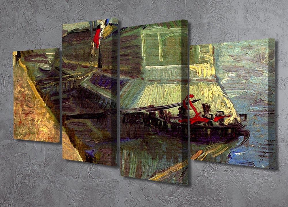 Bathing Float on the Seine at Asniere by Van Gogh 4 Split Panel Canvas - Canvas Art Rocks - 2