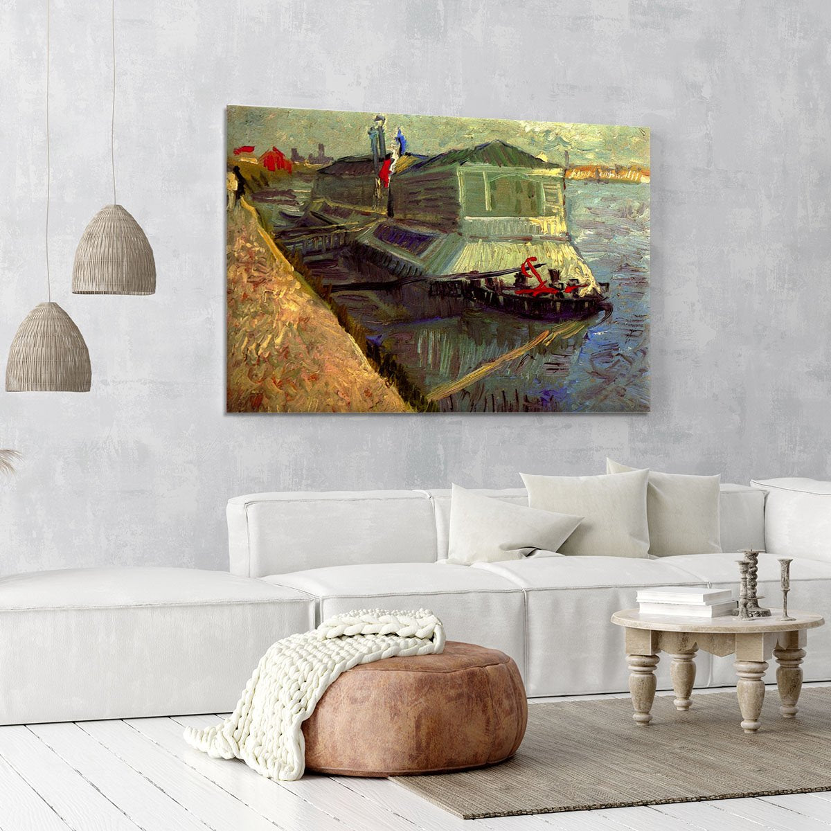Bathing Float on the Seine at Asniere by Van Gogh Canvas Print or Poster