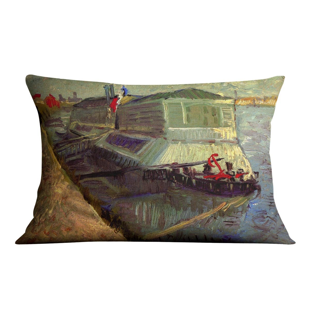 Bathing Float on the Seine at Asniere by Van Gogh Throw Pillow