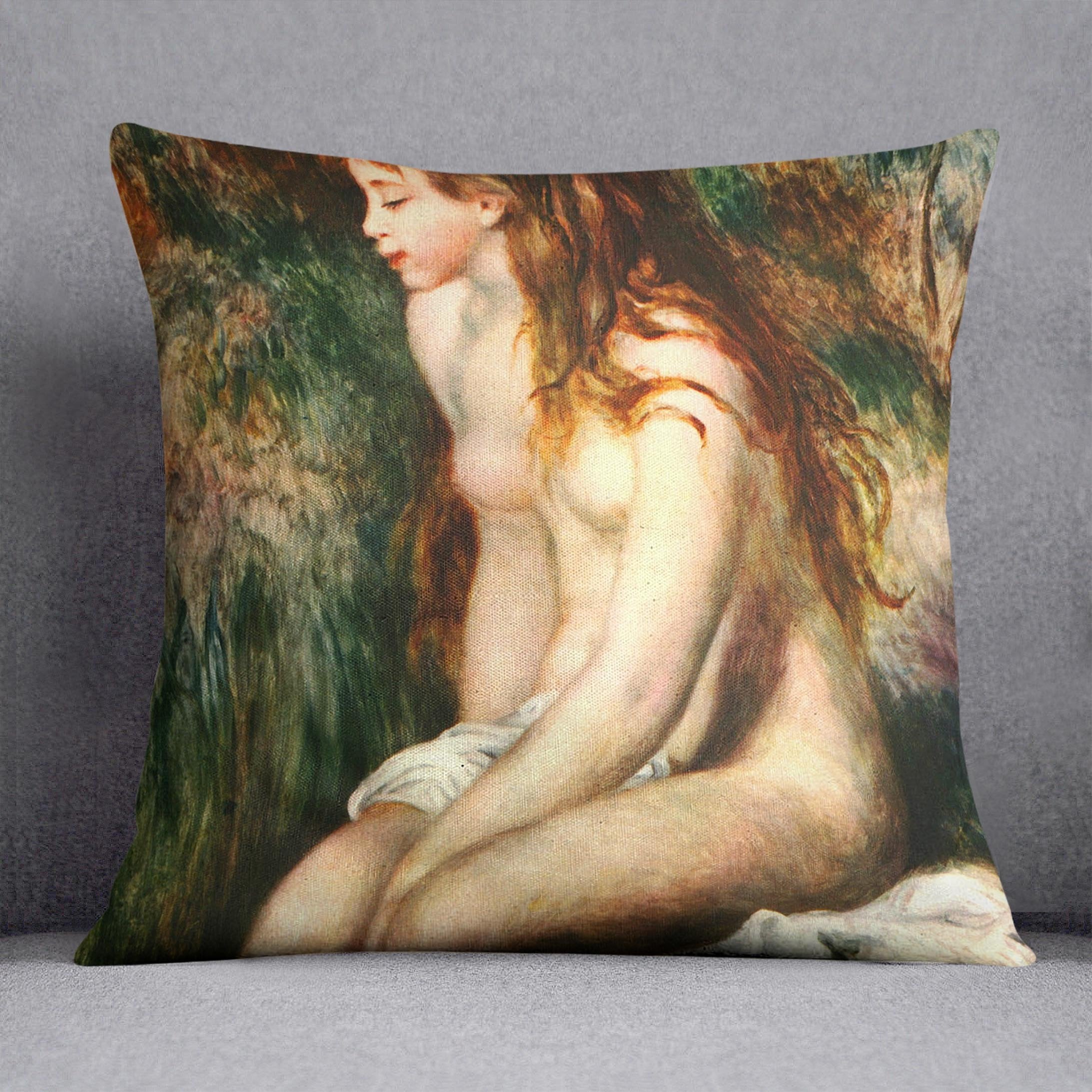 Bathing by Renoir Throw Pillow