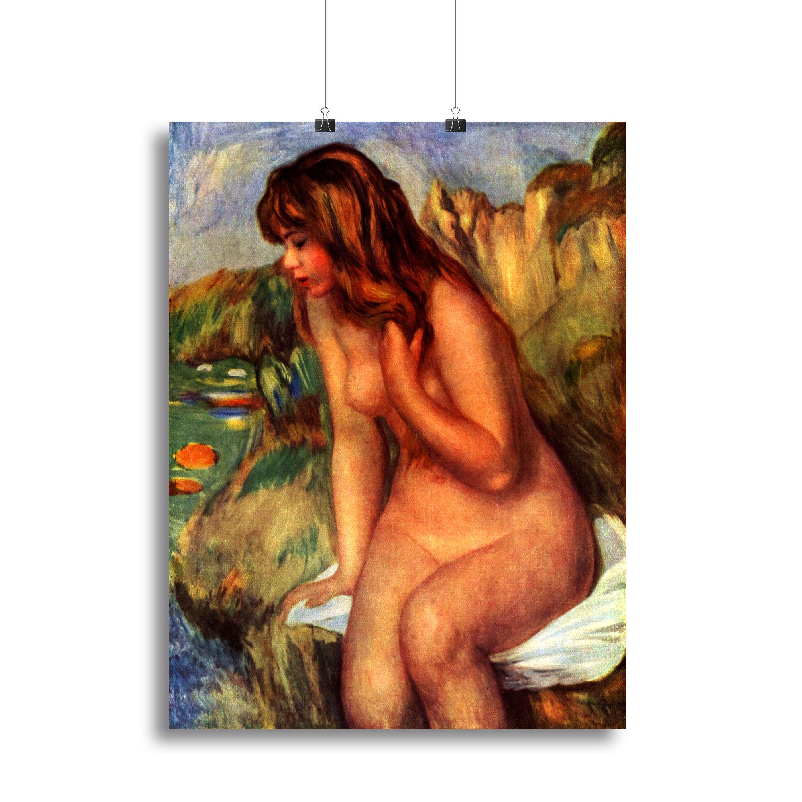 Bathing sitting on a rock by Renoir Canvas Print or Poster