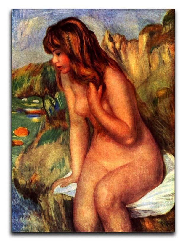 Bathing sitting on a rock by Renoir Canvas Print or Poster  - Canvas Art Rocks - 1