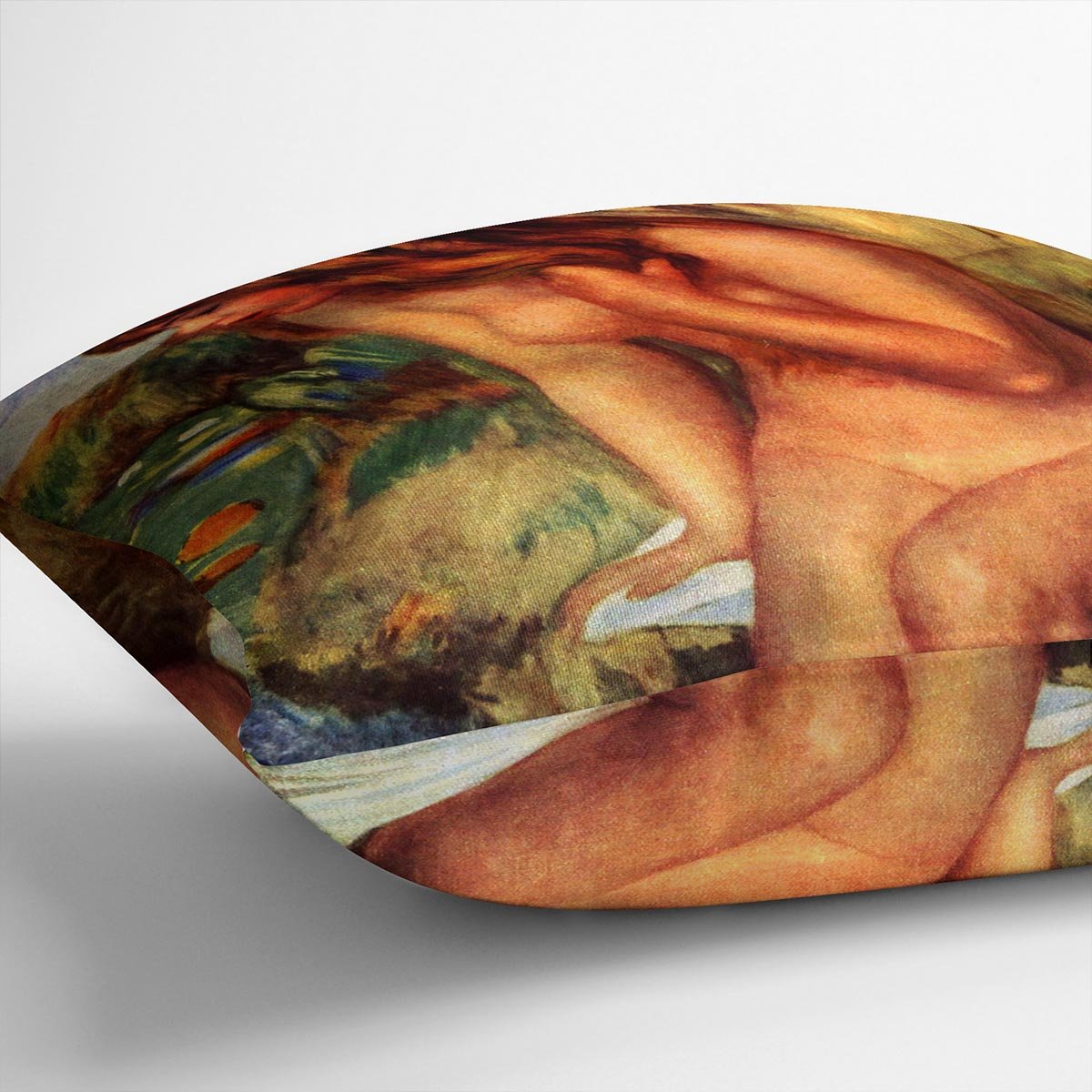 Bathing sitting on a rock by Renoir Throw Pillow