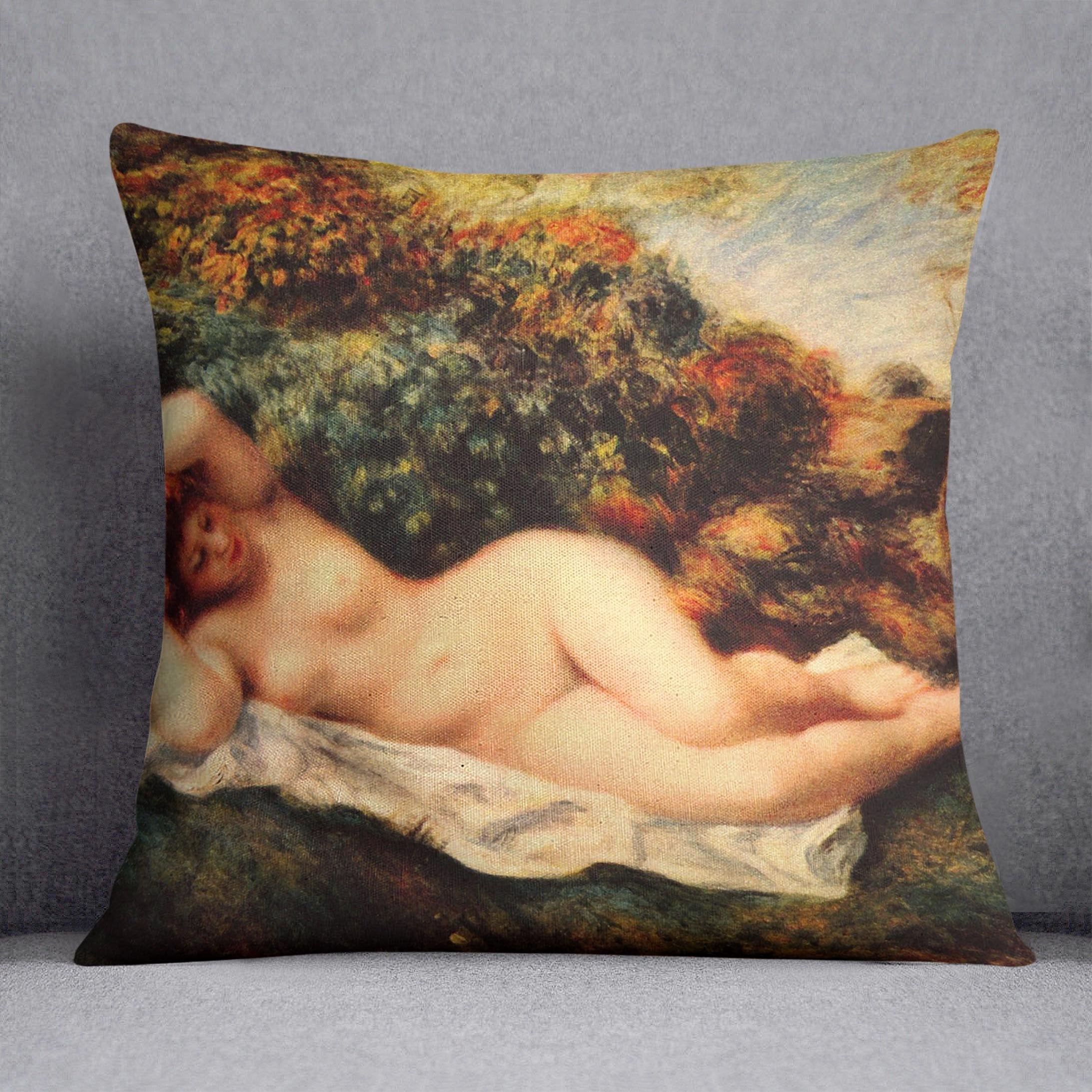Bathing sleeping the baker by Renoir Throw Pillow