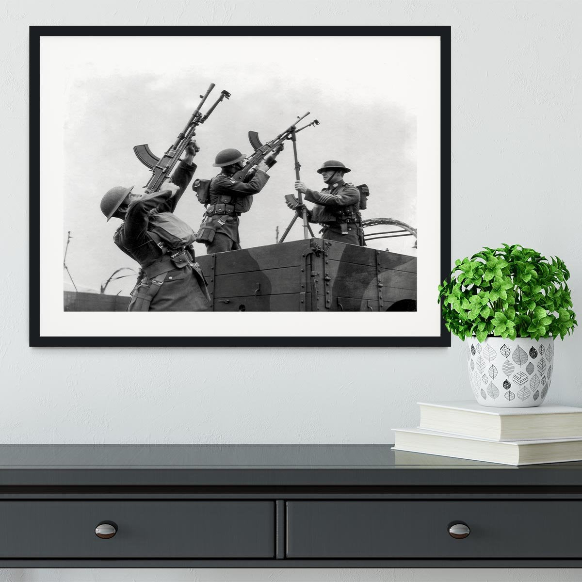 Battalion with anti-aircraft guns Framed Print - Canvas Art Rocks - 1