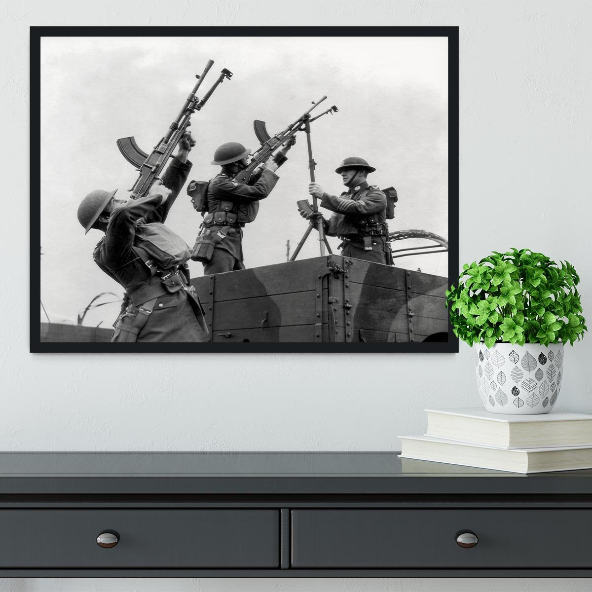 Battalion with anti-aircraft guns Framed Print - Canvas Art Rocks - 2