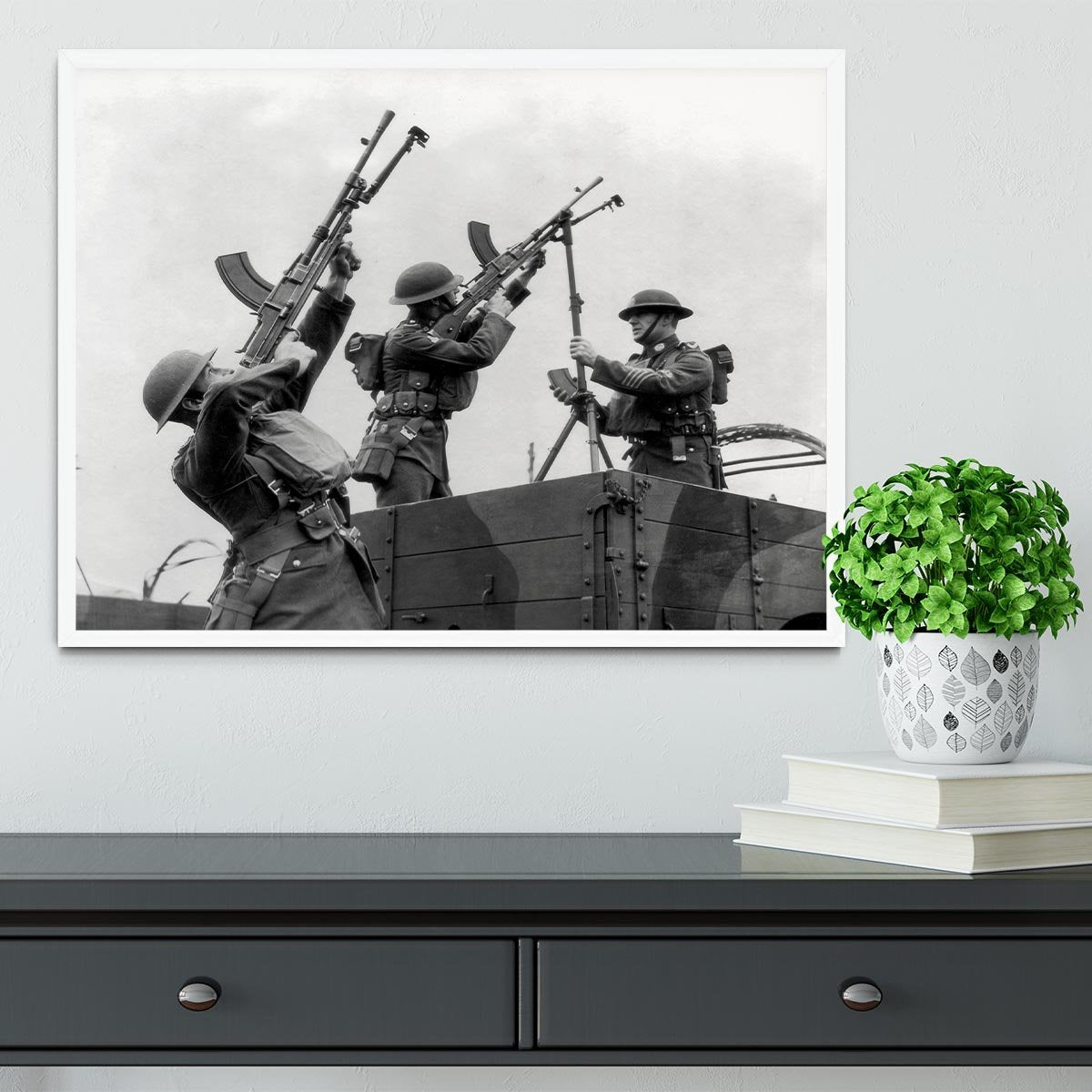 Battalion with anti-aircraft guns Framed Print - Canvas Art Rocks -6