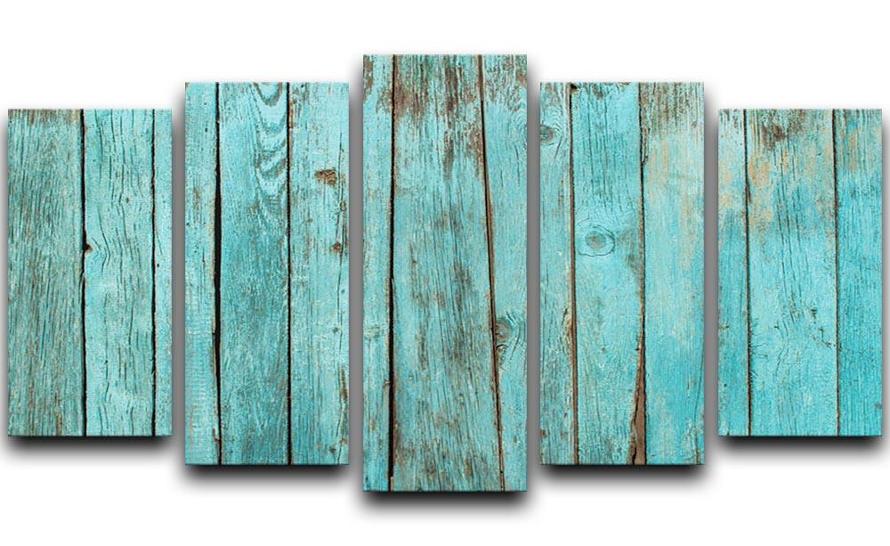 Battered old wooden blue 5 Split Panel Canvas - Canvas Art Rocks - 1