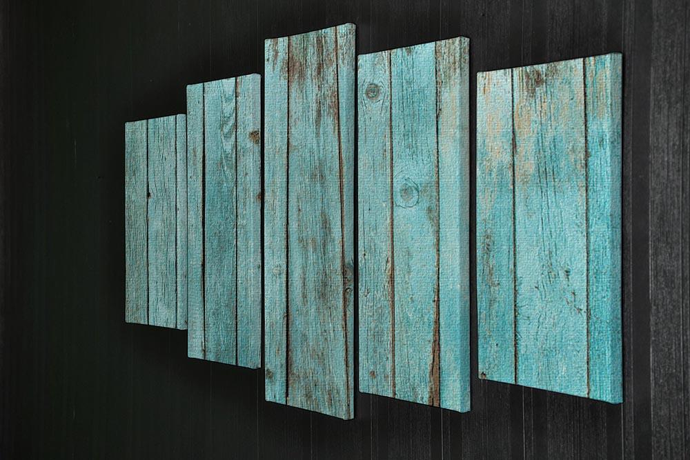 Battered old wooden blue 5 Split Panel Canvas - Canvas Art Rocks - 2