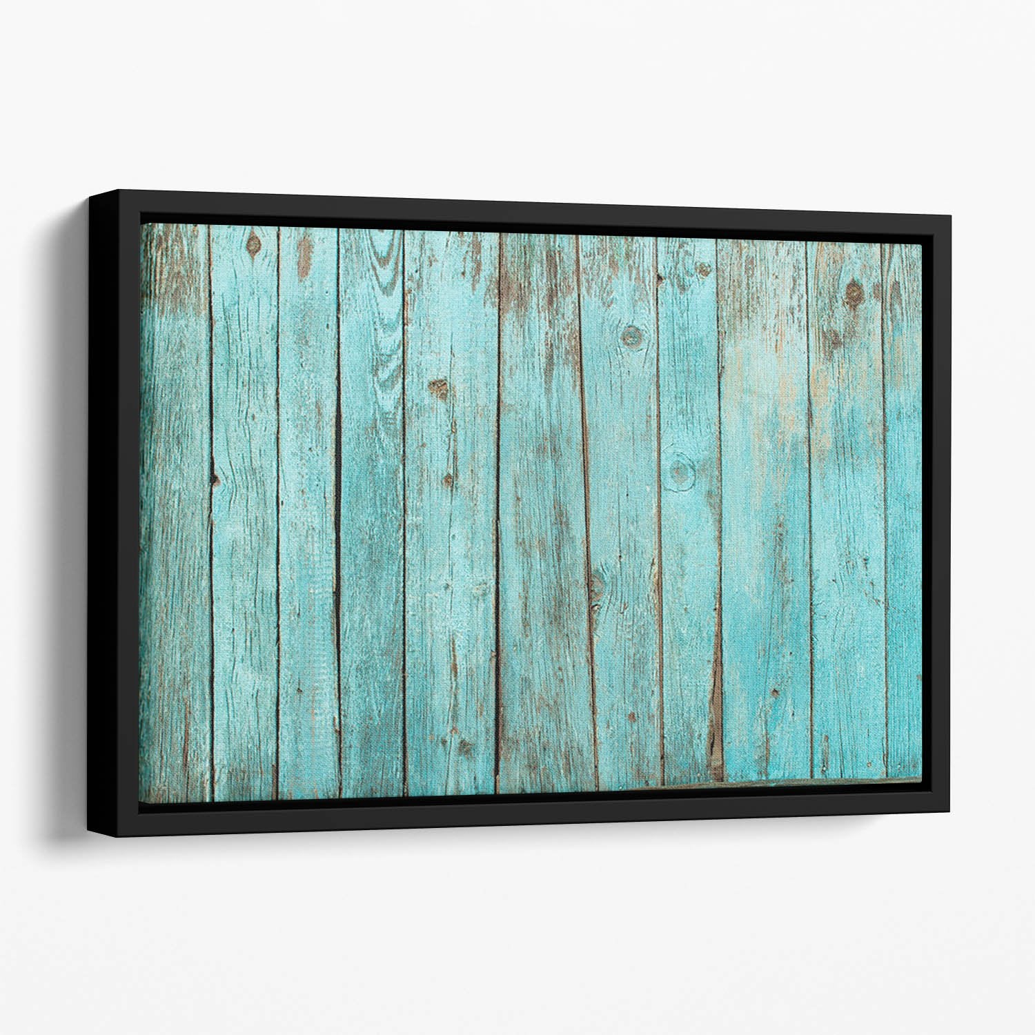 Battered old wooden blue Floating Framed Canvas