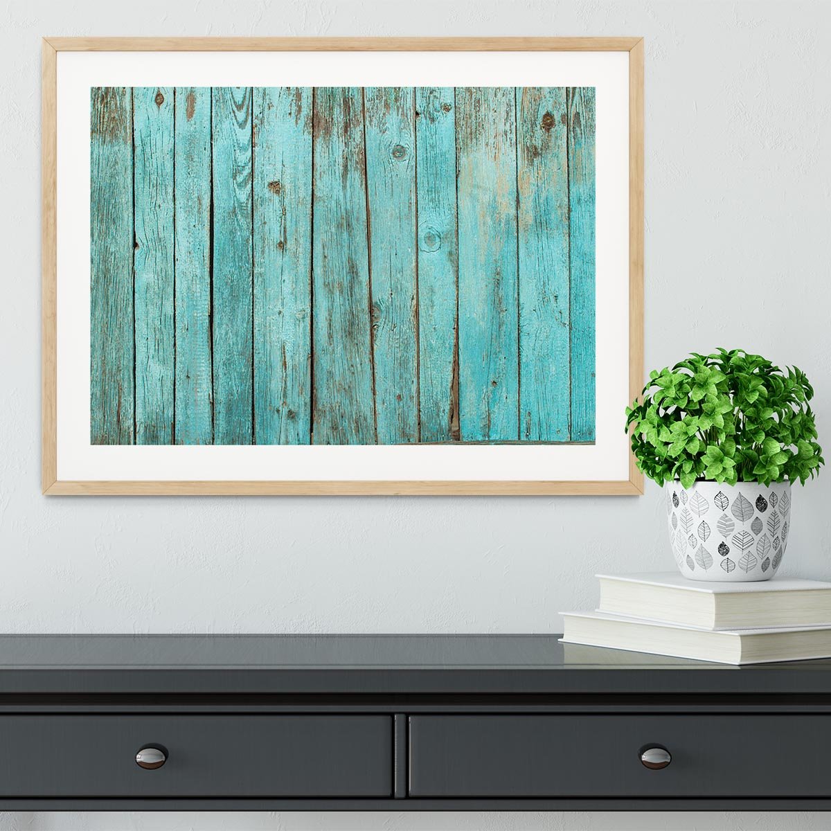 Battered old wooden blue Framed Print - Canvas Art Rocks - 3