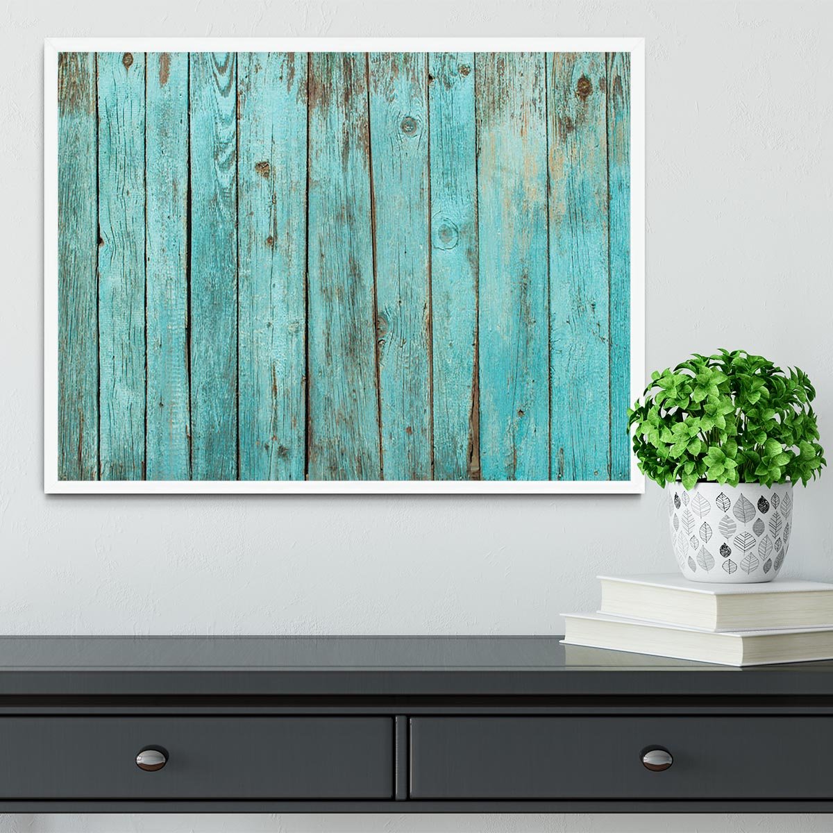 Battered old wooden blue Framed Print - Canvas Art Rocks -6
