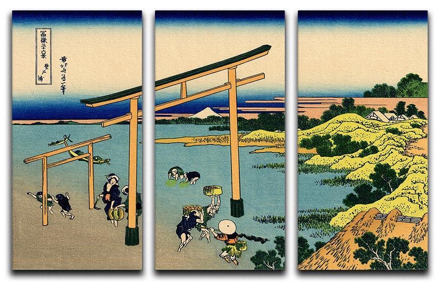Bay of Noboto by Hokusai 3 Split Panel Canvas Print - Canvas Art Rocks - 1