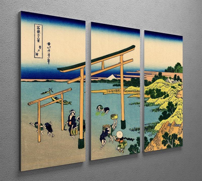 Bay of Noboto by Hokusai 3 Split Panel Canvas Print - Canvas Art Rocks - 2