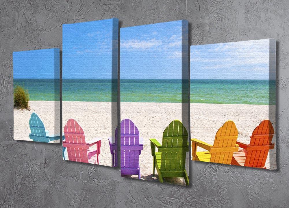 Beach Chairs on a Sun Beach 4 Split Panel Canvas - Canvas Art Rocks - 2