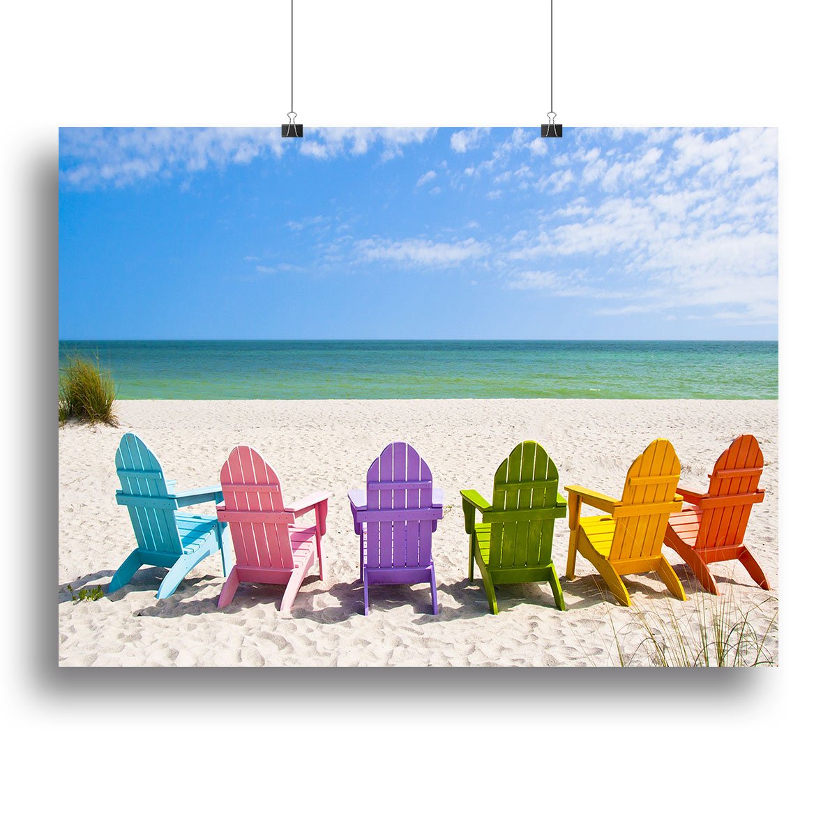 Beach Chairs on a Sun Beach Canvas Print or Poster