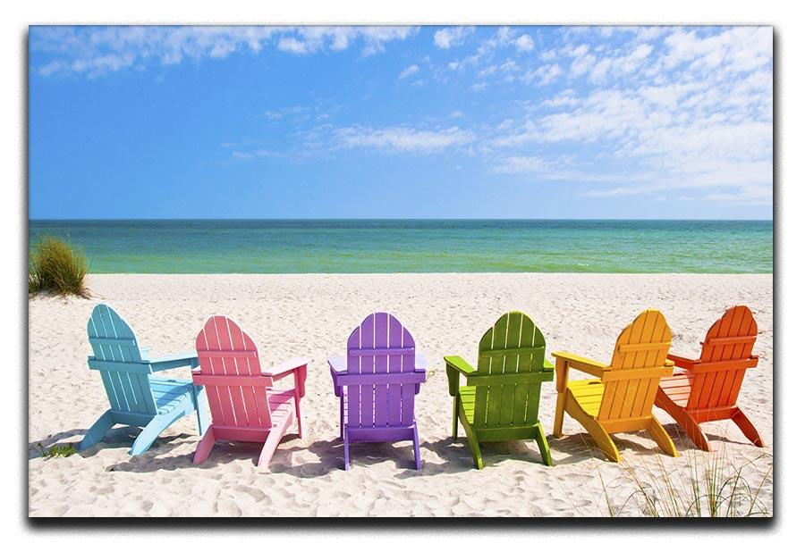 Beach Chairs on a Sun Beach Canvas Print or Poster - Canvas Art Rocks - 1