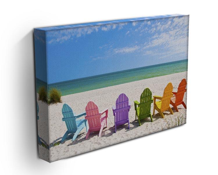 Beach Chairs on a Sun Beach Canvas Print or Poster - Canvas Art Rocks - 3