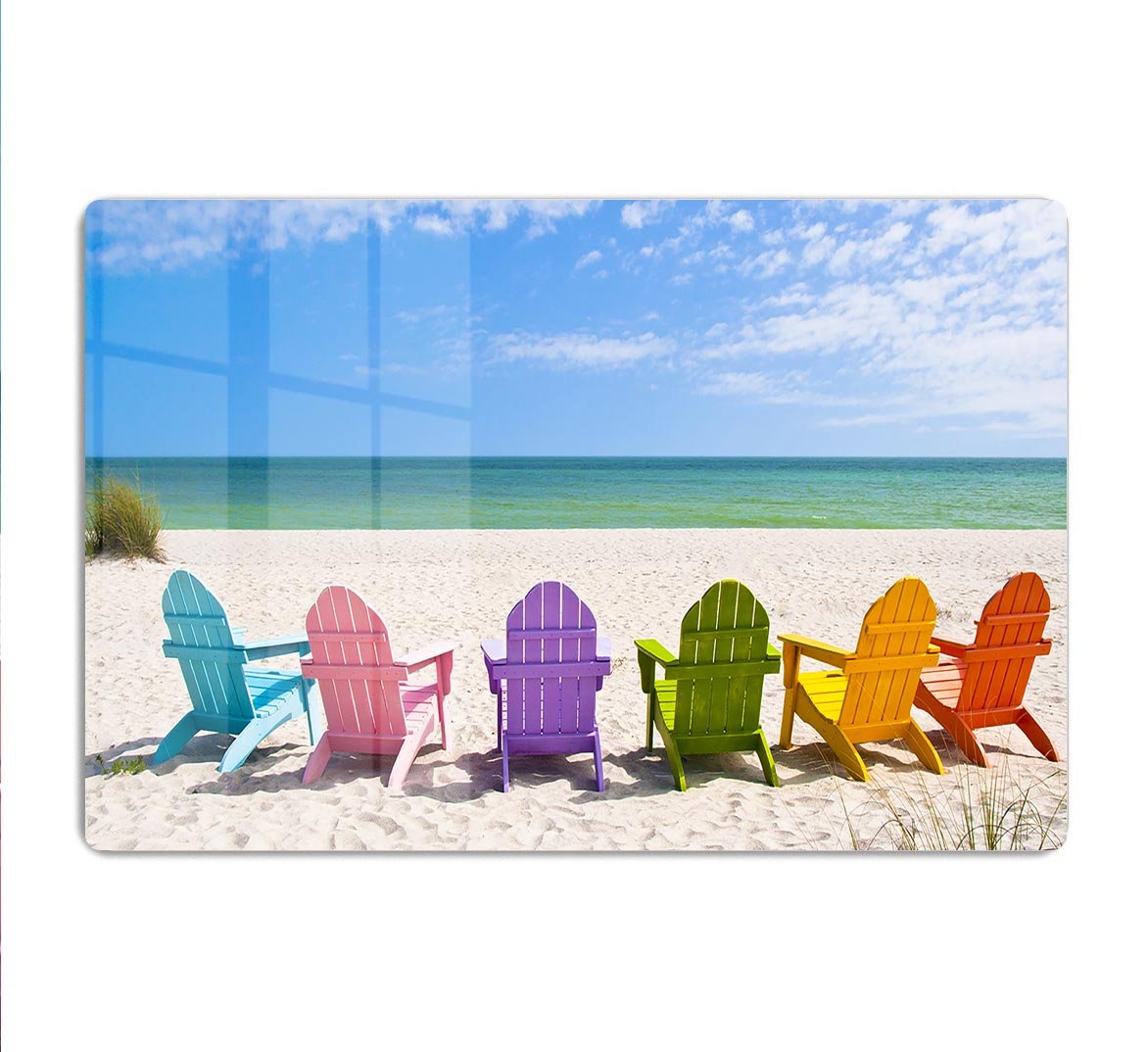 Beach Chairs on a Sun Beach HD Metal Print - Canvas Art Rocks - 1