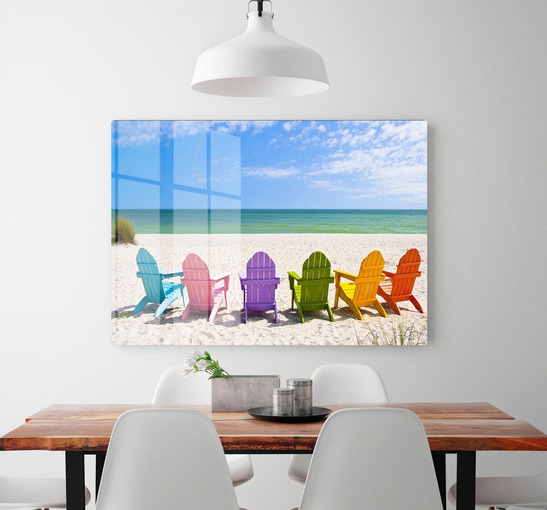 Beach Chairs on a Sun Beach HD Metal Print - Canvas Art Rocks - 2