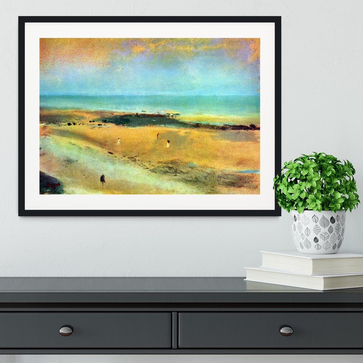 Beach at low tide 1 by Degas Framed Print - Canvas Art Rocks - 1
