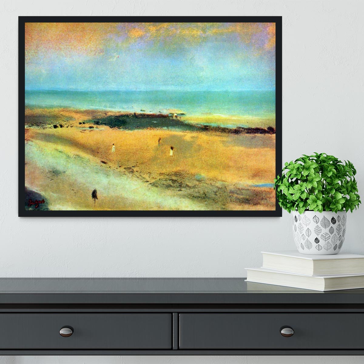 Beach at low tide 1 by Degas Framed Print - Canvas Art Rocks - 2