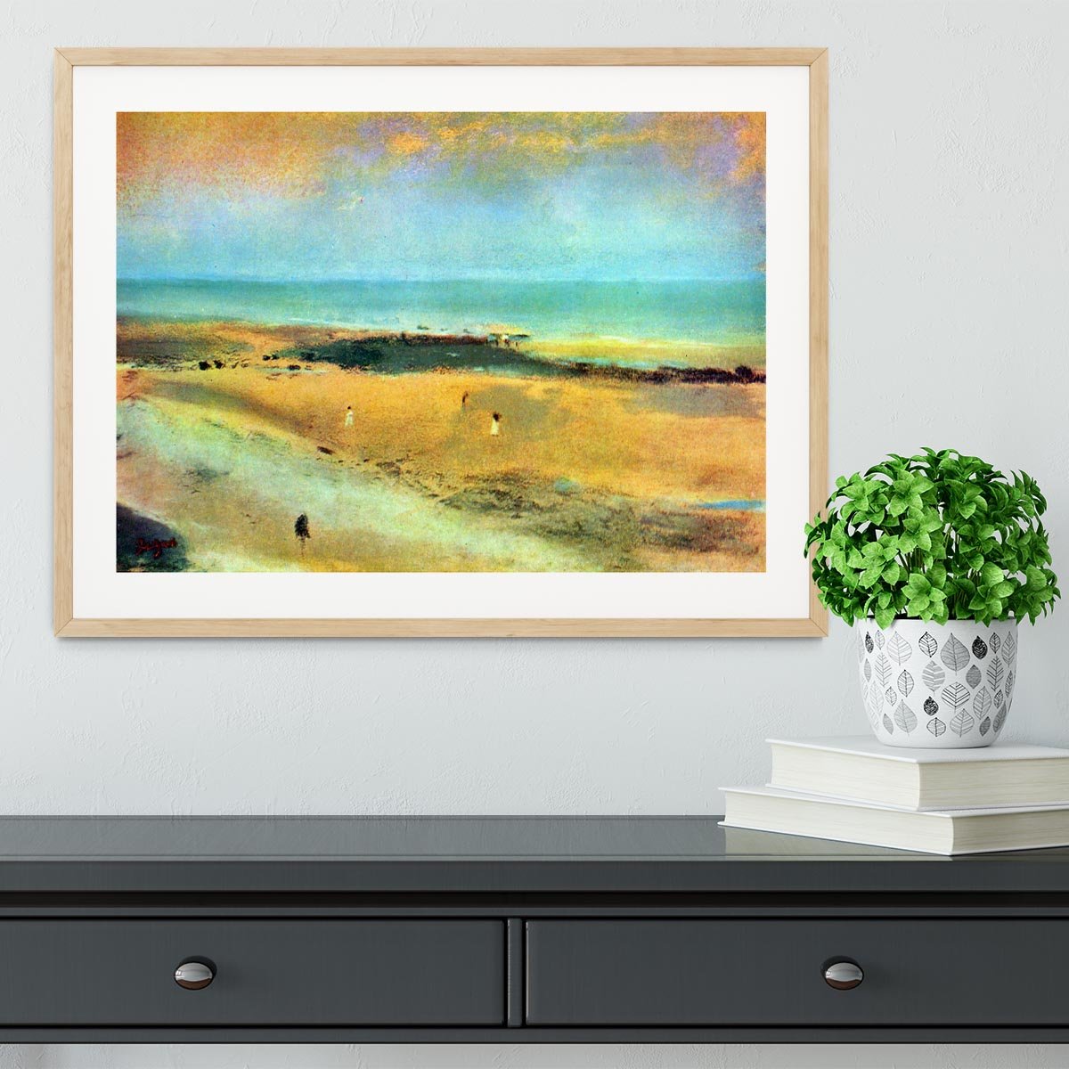 Beach at low tide 1 by Degas Framed Print - Canvas Art Rocks - 3