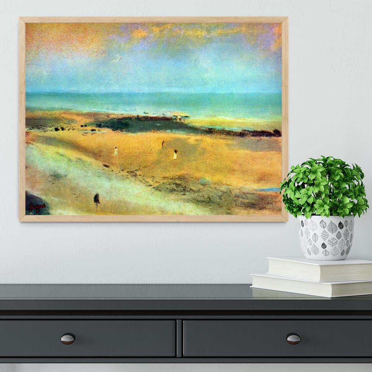 Beach at low tide 1 by Degas Framed Print - Canvas Art Rocks - 4