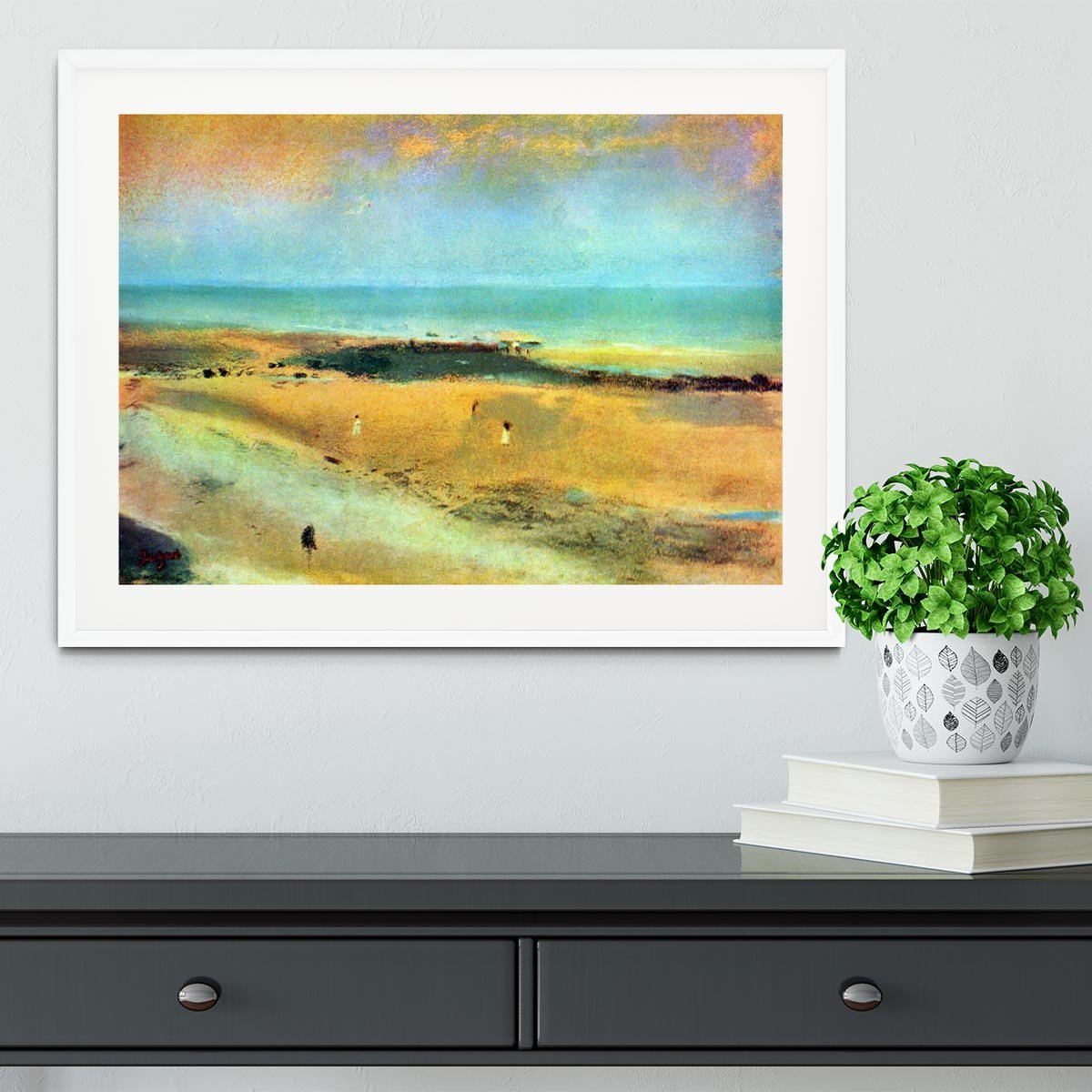 Beach at low tide 1 by Degas Framed Print - Canvas Art Rocks - 5