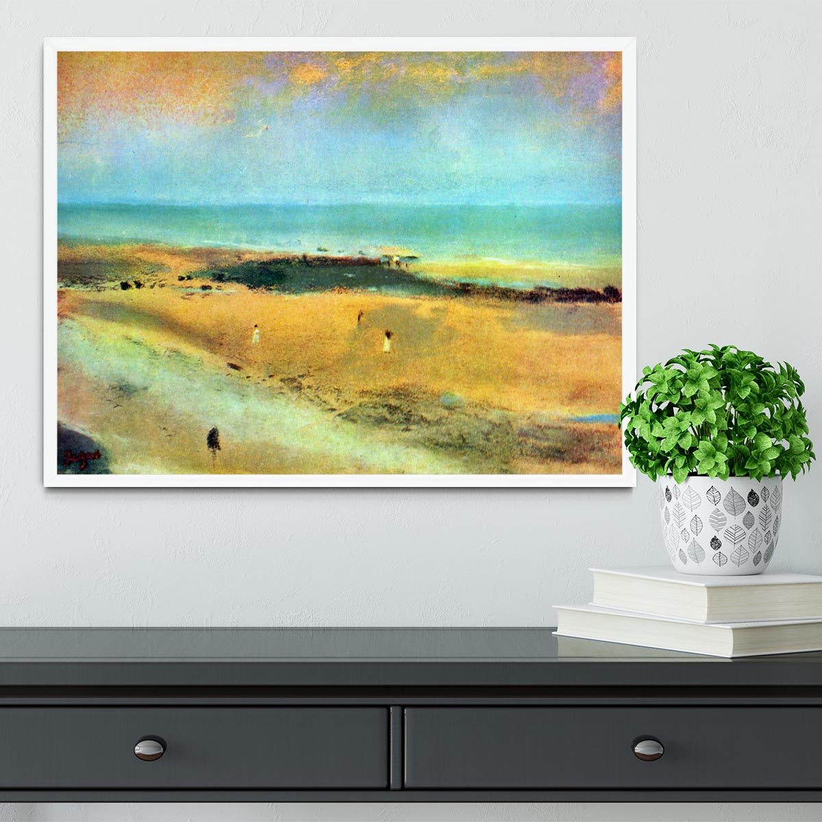 Beach at low tide 1 by Degas Framed Print - Canvas Art Rocks -6